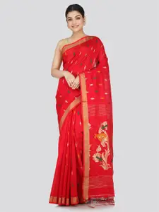 PinkLoom Woven Design Zari Handloom  Saree