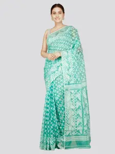 PinkLoom Woven Design Pure Cotton Jamdani Saree
