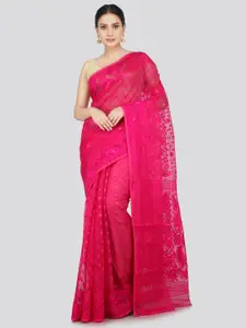 PinkLoom Woven Design Pure Cotton Jamdani Saree