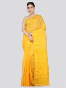 PinkLoom Ethnic Motif Woven Design Pure Cotton Jamdani Saree