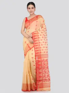 PinkLoom Woven Design Pure Cotton Jamdani Saree