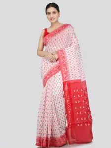 PinkLoom Woven Design Pure Cotton Jamdani Saree