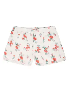 Peter England Girls Mid-Rise Floral Printed Pure Cotton Shorts