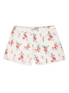 Peter England Girls Mid-Rise Floral Printed Casual Pure Cotton Shorts