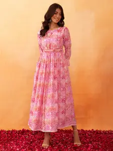 Rang by Indya Batik Floral Printed Fit & Flared Dress