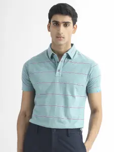 RARE RABBIT Slim Fit Striped Cotton Polo T-shirt