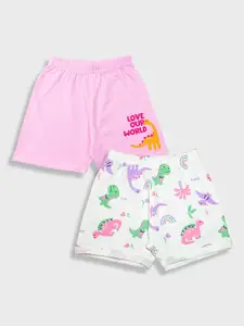 YK Girls Pack Of 2 Printed Pure Cotton Shorts