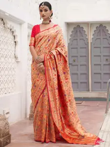 KARAGIRI Floral Woven Design Zari Pure Silk Paithani Saree