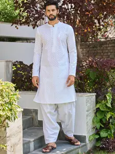 See Designs Ethnic Motif Embroidered Mandarin Collar Pure Cotton Kurta
