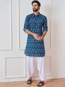 See Designs Ethnic Motif Printed Shirt Collar Pure Cotton Kurta