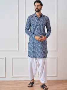See Designs Shirt Collar Ethnic Motifs Printed Pathani Pure Cotton Kurta