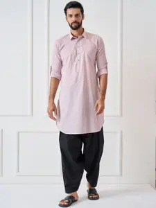 See Designs Shirt Collar Geometric Printed Pure Cotton Pathani Kurta