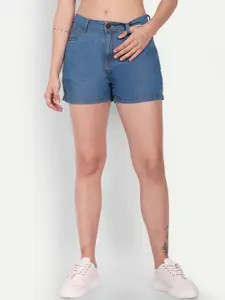DressBerry Women Blue Mid Rise Denim Shorts