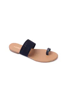 Colo Women Woven Design Open One Toe Flats
