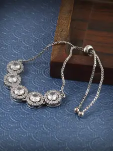 Jewar Mandi Women Silver-Plated Cubic Zirconia Charm Bracelet