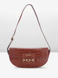 Hidesign Crocodile Textured Leather Half Moon Shoulder With Chunky Embellished Detail