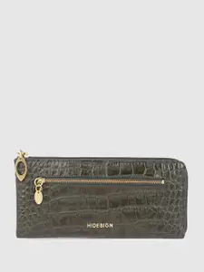 Hidesign Women Croc Textured Leather Zip Around Wallet