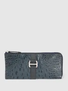Hidesign Women Crocodile Textured Buckle Detail Leather Zip Around Wallet