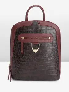 Hidesign Women Croc Textured Backpack Cum Handbag