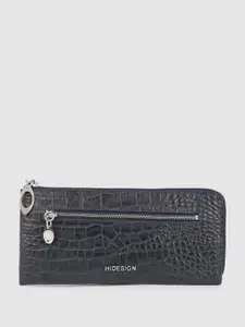 Hidesign Women Croc Textured Leather Zip Around Wallet