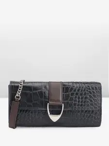 Hidesign Women Animal Textured Leather Envelope Wallet with Sling Strap