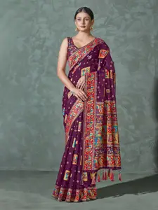 MONJOLIKA FASHION Ethnic Motif Woven Design Silk Cotton Jamdani Saree
