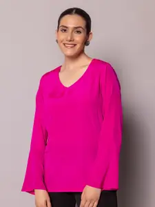 PowerSutra V-Neck Long Flared Sleeve Crepe Top