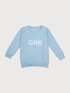 Gini and Jony Girls Floral Printed Fleece Sweatshirt