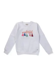 Gini and Jony Girls Typography Printed Cotton Sweatshirt