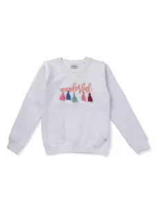 Gini and Jony Girls Typography Printed Cotton Sweatshirt