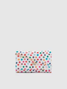 Globus White & Red Polka Dots Printed Bow Detail Envelope Wallet With Sling Strap
