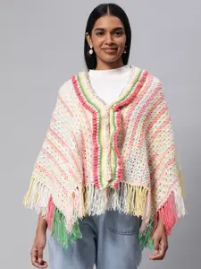 Magic Needles Women Longline Button Crochet Shrug