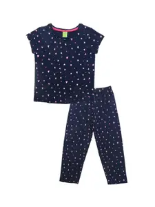 Clothe Funn Girls Conversational Printed Pure Cotton Night Suit