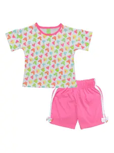 Clothe Funn Girls Printed Cotton T-shirt With Shorts