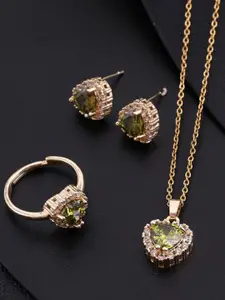 SALTY Anti-Tarnish Stone-Studded Jewellery Set & Finger Ring