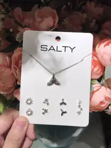 SALTY Set Of 4 Studs Necklace & Earrings