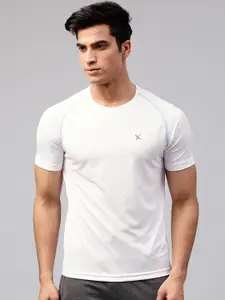 HRX by Hrithik Roshan Men White Slim Advanced Rapid Dry Raglan T-shirt