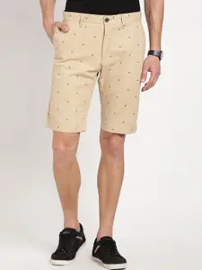 Indian Terrain Men Conversational Printed Slim Fit Pure Cotton Chino Shorts