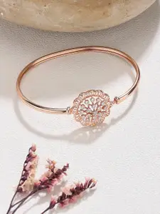 Zaveri Pearls Women Rose Gold-Plated CZ Kada Bracelet