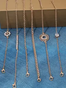 Zaveri Pearls Women Set of 6 Gold-Plated Link Bracelets