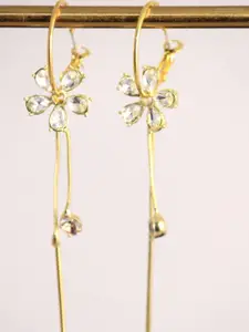 SALTY Gold-Plated Floral Stone Studded Hoop Earrings