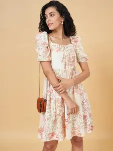 Honey by Pantaloons Floral Print Puff Sleeve Fit & Flare Dress