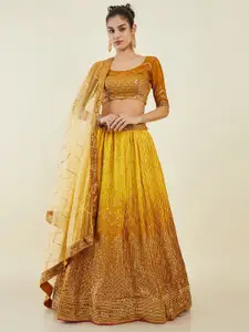FABPIXEL Embellished Semi-Stitched Lehenga & Unstitched Blouse With Dupatta