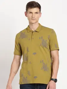 Indian Terrain Tropical Printed Polo Collar Slim Fit T-shirt