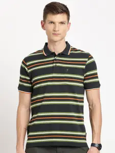 Indian Terrain Striped Polo Collar Slim Fit T-shirt