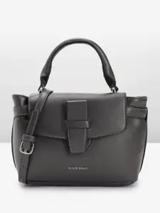 Allen Solly Solid PU Structured Satchel With Buckle Detail