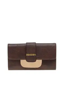 ESBEDA Women Brown & Beige Solid Two Fold Wallet