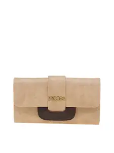 ESBEDA Women Beige & Brown Solid Two Fold Wallet