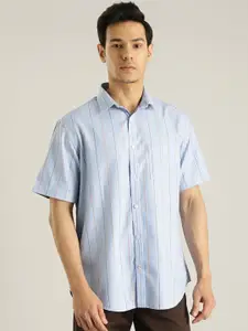 Indian Terrain Chiseled Striped Slim Fit Pure Cotton Casual Shirt