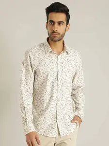 Indian Terrain Chiseled Slim Fit Floral Printed Pure Cotton Casual Shirt